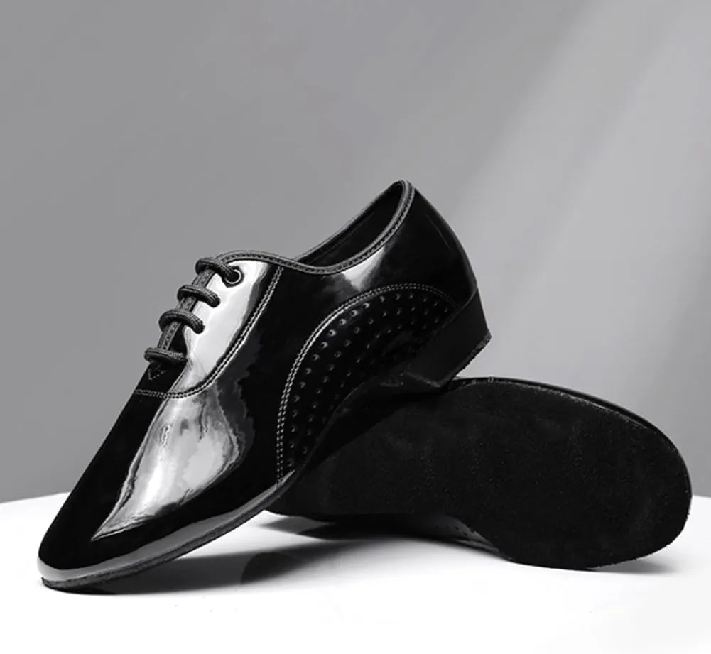 HIPPOSEUS Boy's Ballroom Dance Shoes Black Tango Salsa Latin Dancing Teaching Shoes,Model KCBD