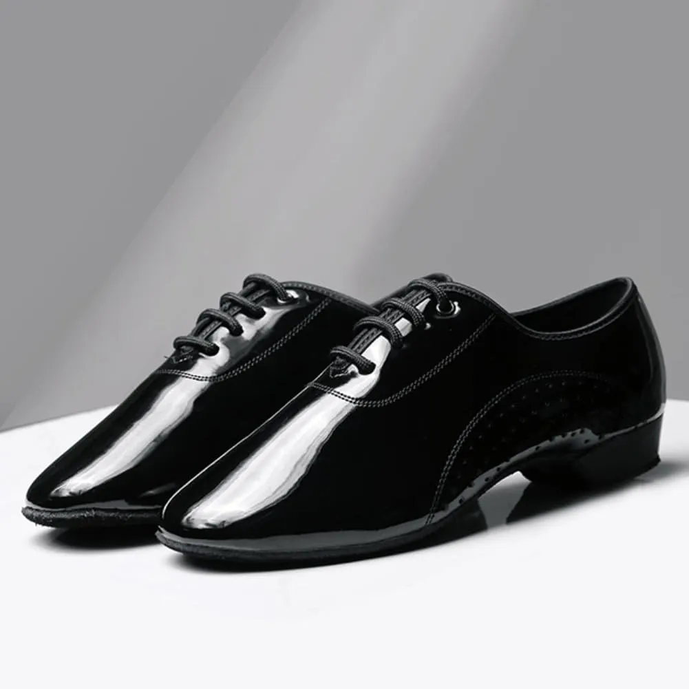 HIPPOSEUS Boy's Ballroom Dance Shoes Black Tango Salsa Latin Dancing Teaching Shoes,Model KCBD