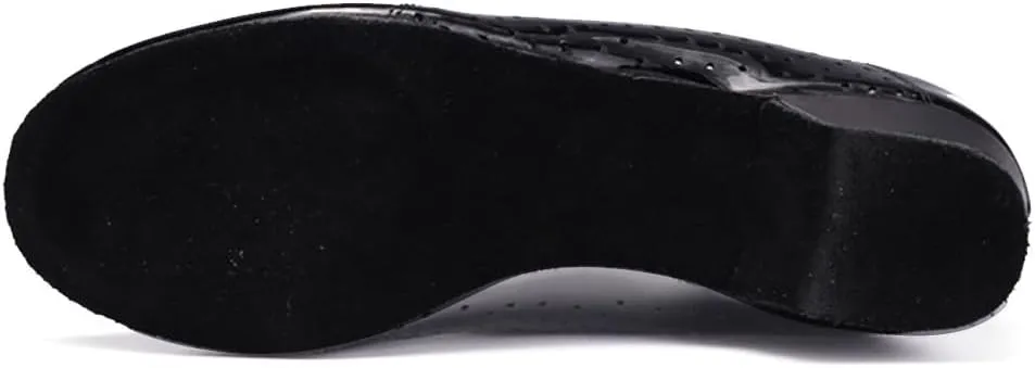 HIPPOSEUS Boy's Ballroom Dance Shoes Black Tango Salsa Latin Dancing Teaching Shoes,Model KCBD