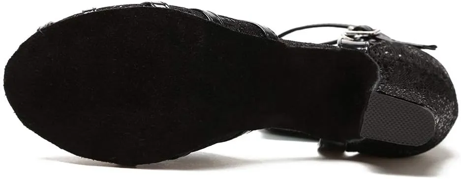 HIPPOSEUS Women's Latin Dance Shoes Ballroom Party Salsa Dance Practice Performance Shoes High Heel,Model 227