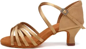 HIPPOSEUS Women's Latin Dance Shoes Open Toe Ballroom Salsa Dance Practice Shoes Suede Sole