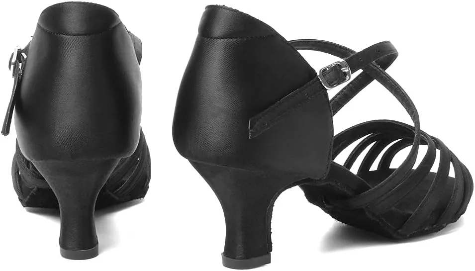 HIPPOSEUS Women's Latin Dance Shoes Open Toe Ballroom Salsa Dance Practice Shoes Suede Sole