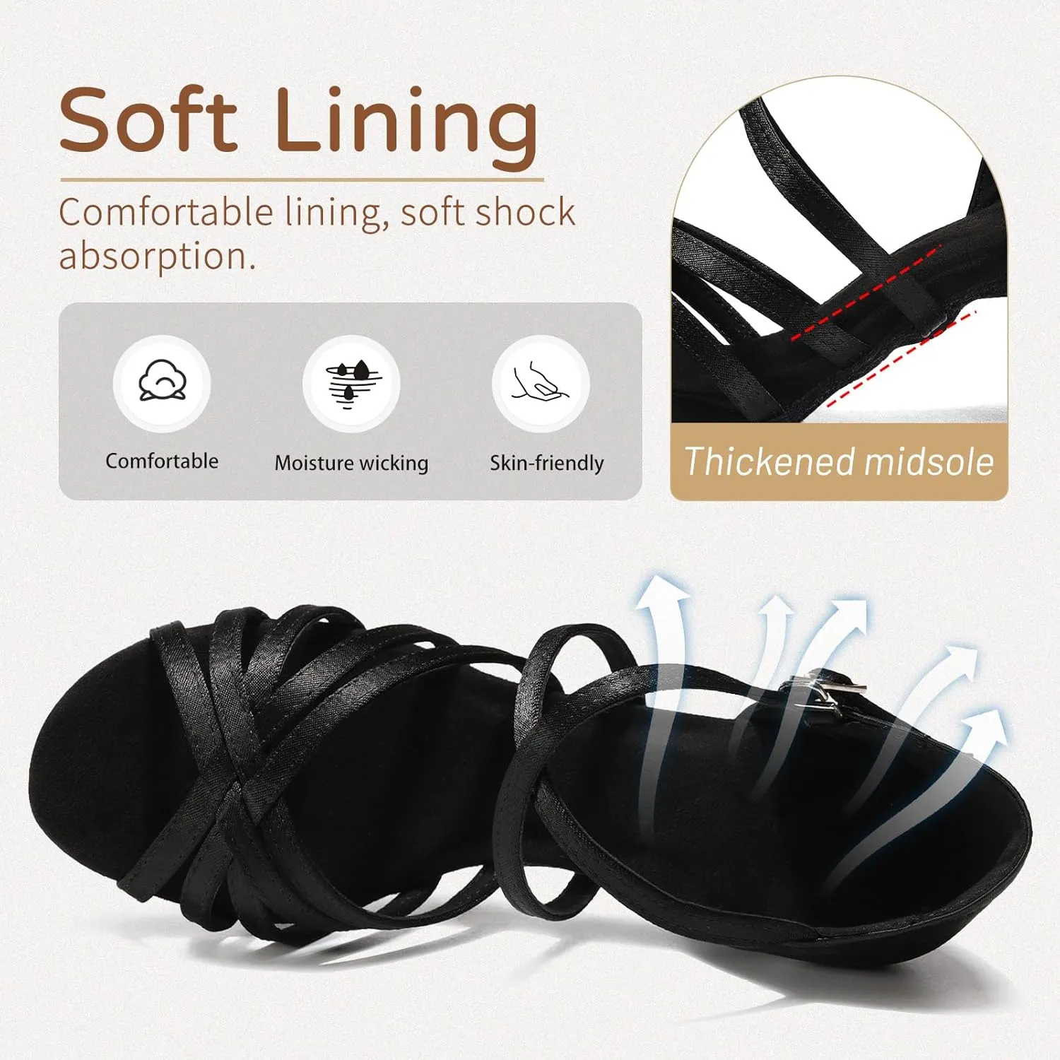 HIPPOSEUS Women's Latin Dance Shoes Open Toe Ballroom Salsa Dance Practice Shoes Suede Sole