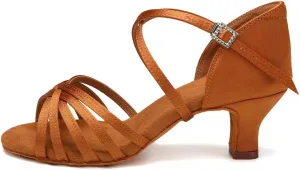 HIPPOSEUS Women's Latin Dance Shoes Open Toe Ballroom Salsa Dance Practice Shoes Suede Sole