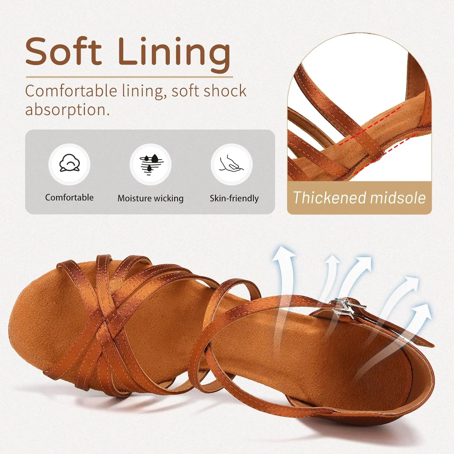 HIPPOSEUS Women's Latin Dance Shoes Open Toe Ballroom Salsa Dance Practice Shoes Suede Sole