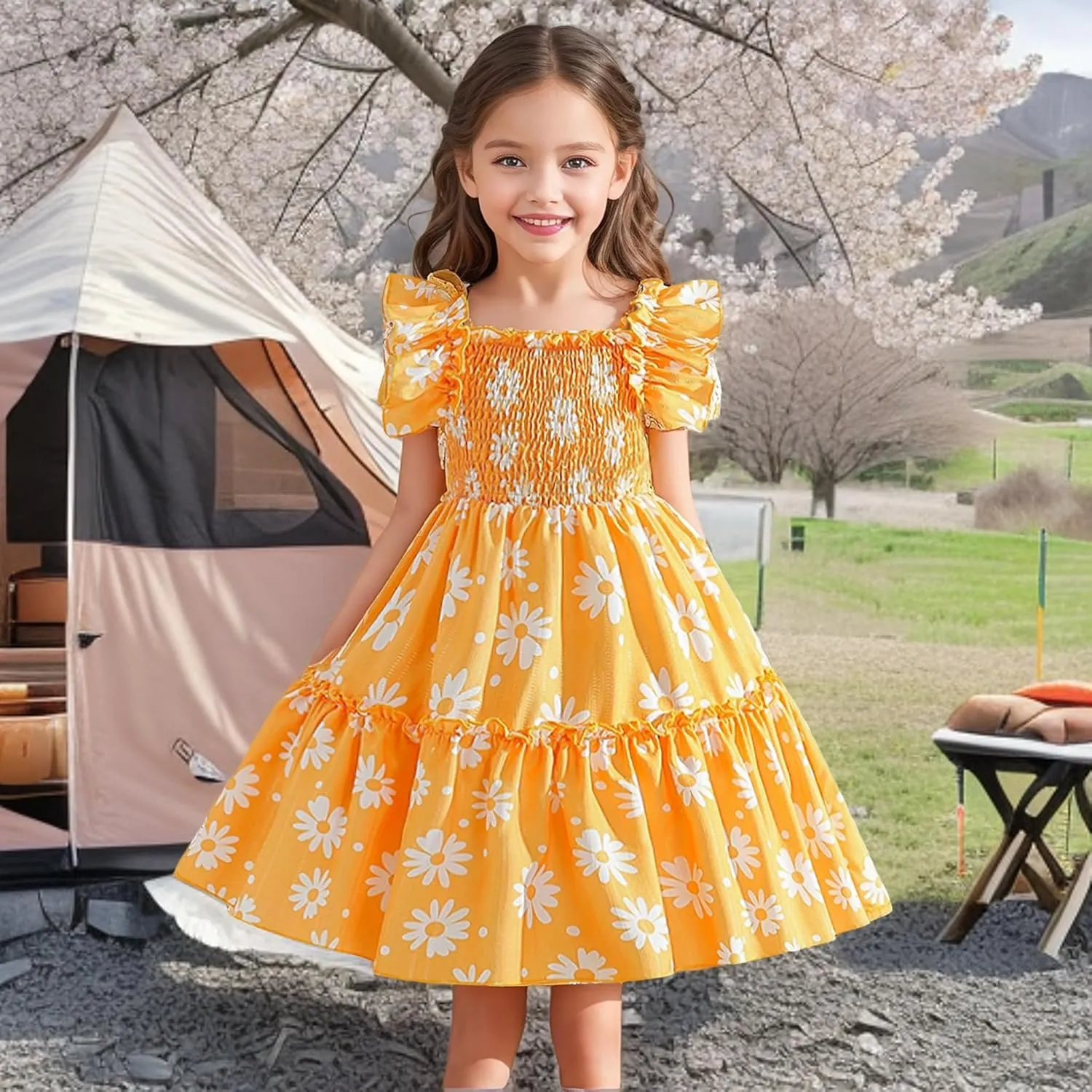 HNXDYY Little Girl Tutu Dress Ruffle Summer Holiday Casual Princess Dresses