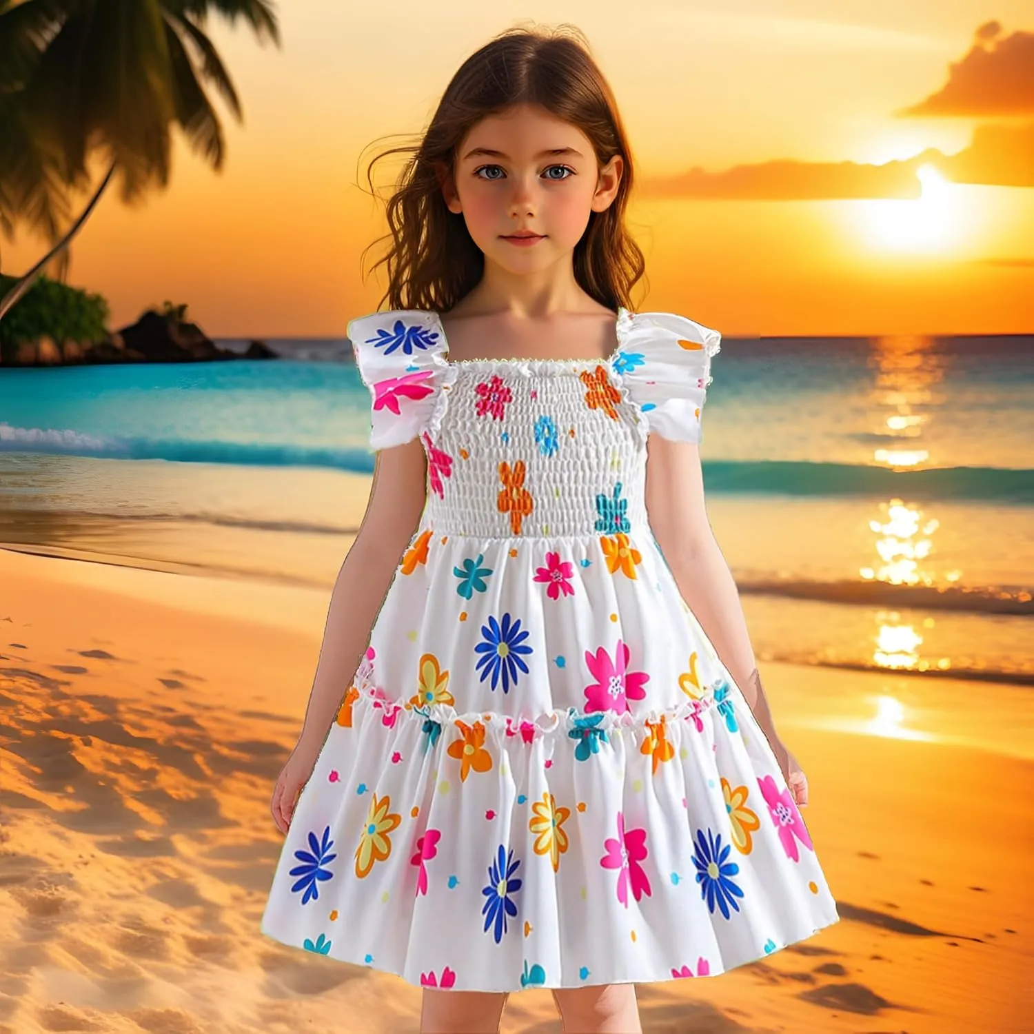 HNXDYY Little Girl Tutu Dress Ruffle Summer Holiday Casual Princess Dresses