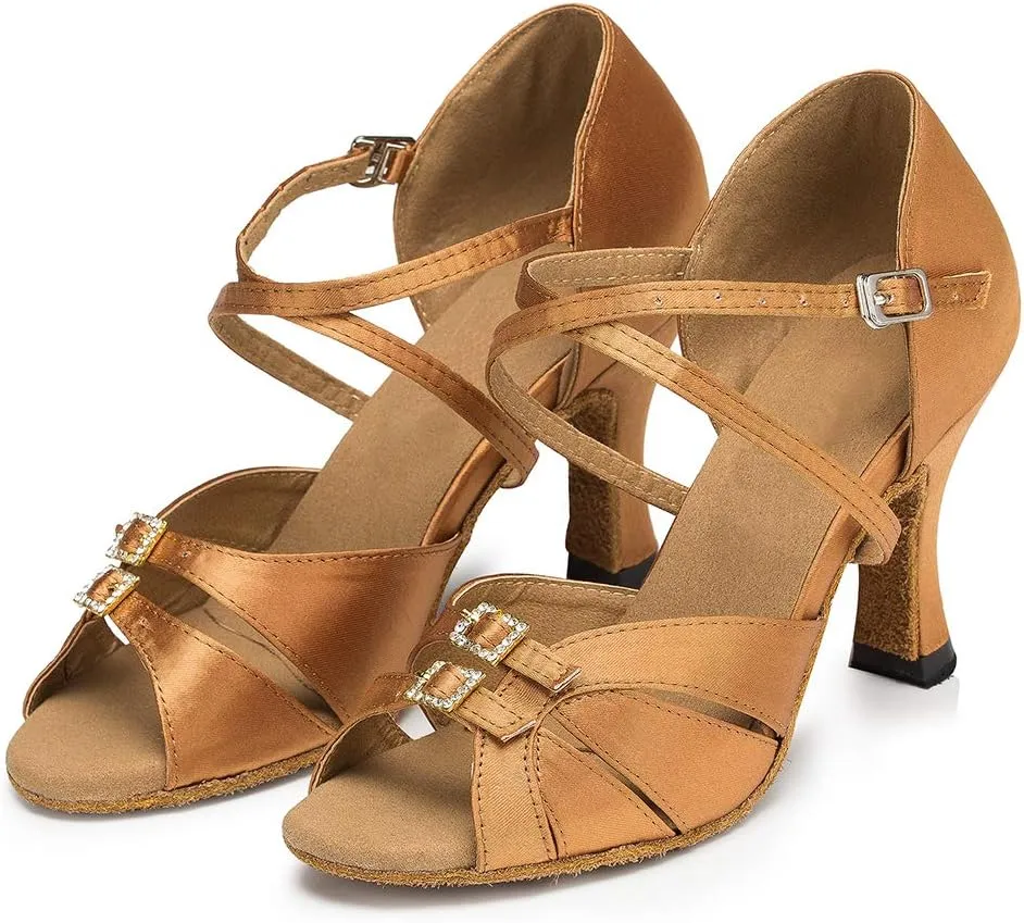 HROYL Latin Dance Shoes Women Waltz Shoes for Girls Salsa Ballroom Dance Shoes Wedding Dance Shoes for Women,Model YCL153