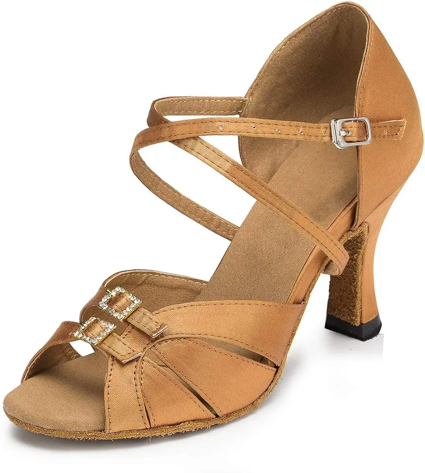 HROYL Latin Dance Shoes Women Waltz Shoes for Girls Salsa Ballroom Dance Shoes Wedding Dance Shoes for Women,Model YCL153