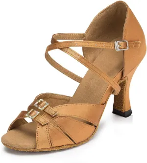 HROYL Latin Dance Shoes Women Waltz Shoes for Girls Salsa Ballroom Dance Shoes Wedding Dance Shoes for Women,Model YCL153