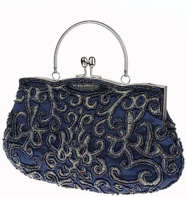 HUFFA Navy Blue Chinese Women Beaded Wedding Evening Bag Clutch Handbag Stylish Bride Party Purse Makeup Bag (Color : Red)