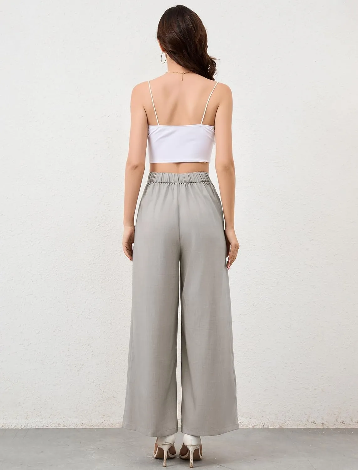 HVT Wide Leg Pants for Women High Waist Casual Long Palazzo Pants Loose Business Work Office Trousers with Pockets