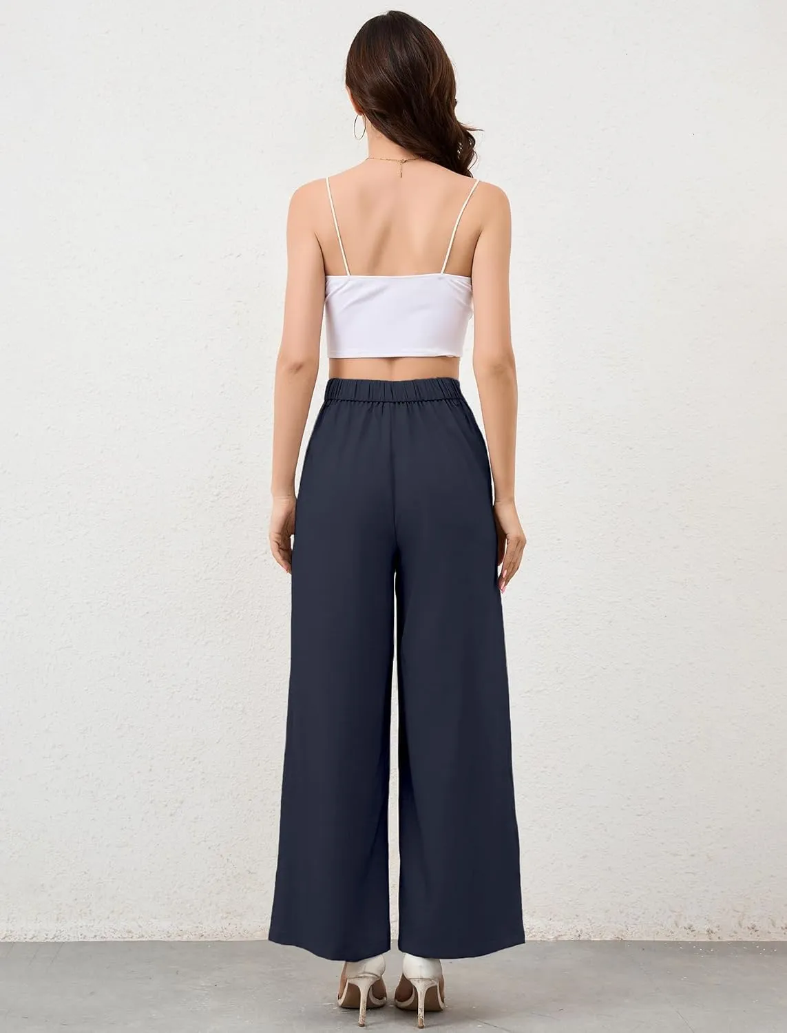 HVT Wide Leg Pants for Women High Waist Casual Long Palazzo Pants Loose Business Work Office Trousers with Pockets