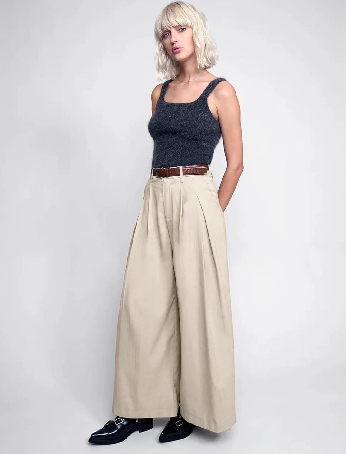 HVT Wide Leg Pants for Women High Waist Casual Long Palazzo Pants Loose Business Work Office Trousers with Pockets
