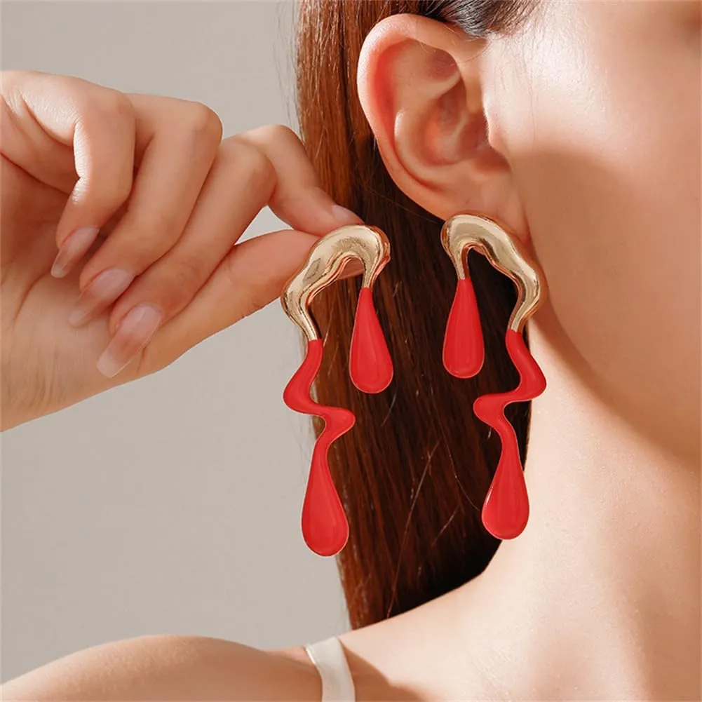 Irregular WaterDrop Earrings Melted Liquid Asymmetrical Drop Earrings for Women Embrace Minimalist Statement Earrings Jewelry