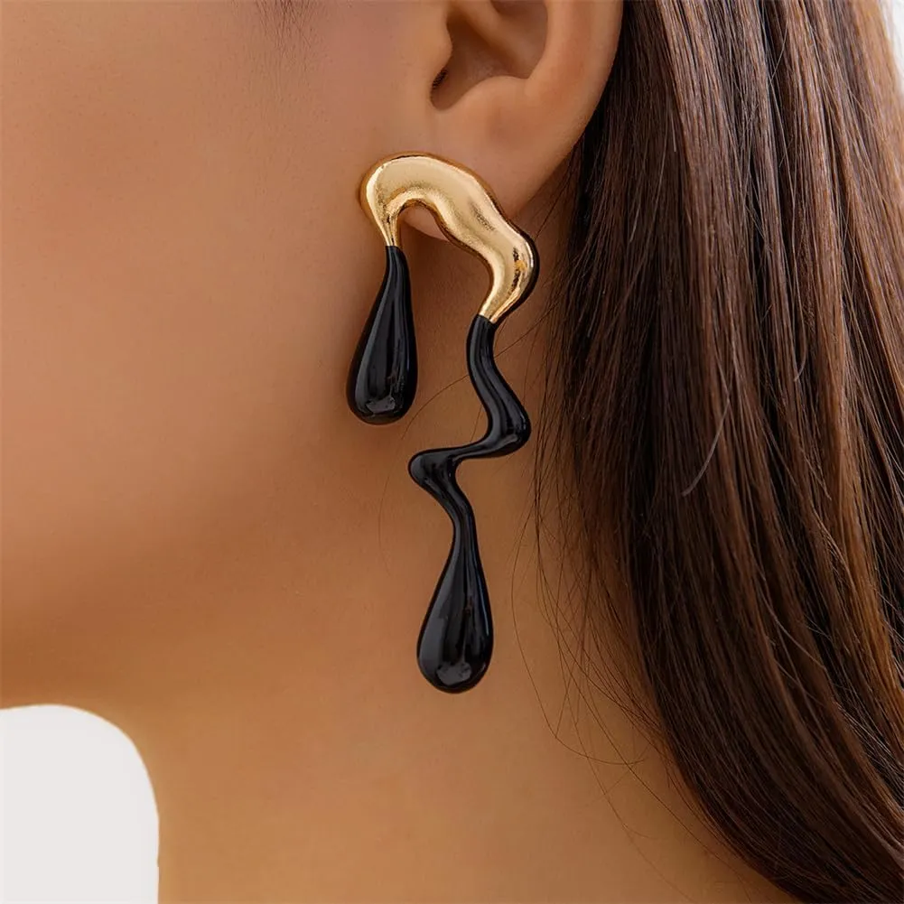 Irregular WaterDrop Earrings Melted Liquid Asymmetrical Drop Earrings for Women Embrace Minimalist Statement Earrings Jewelry