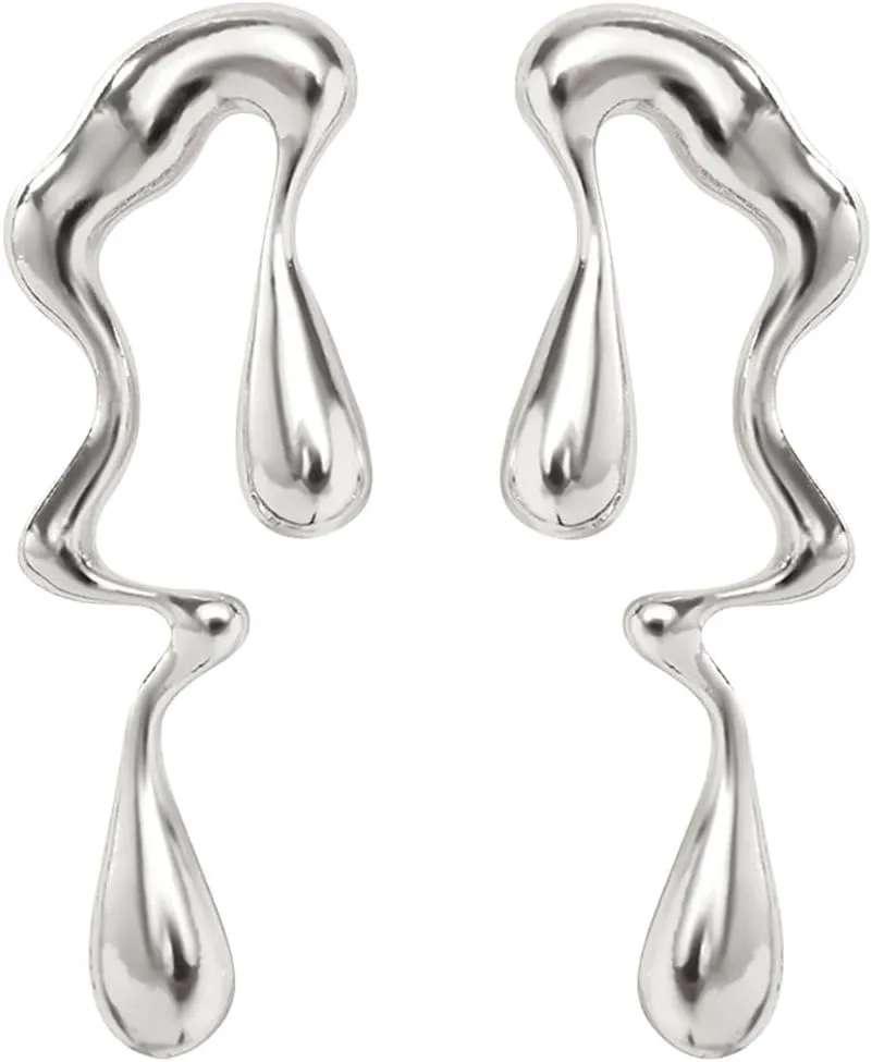 Irregular WaterDrop Earrings Melted Liquid Asymmetrical Drop Earrings for Women Embrace Minimalist Statement Earrings Jewelry
