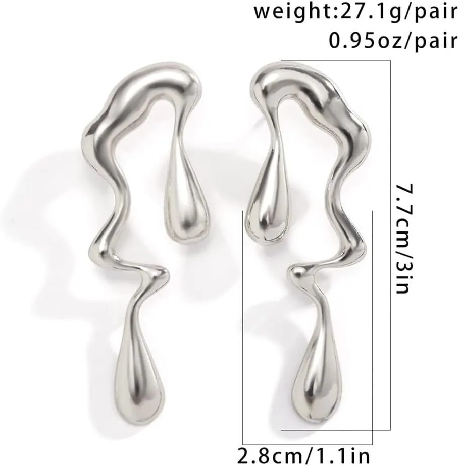 Irregular WaterDrop Earrings Melted Liquid Asymmetrical Drop Earrings for Women Embrace Minimalist Statement Earrings Jewelry