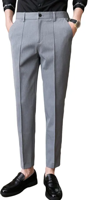 JEShifangjiusu Men's 4-Way Stretch Dress Pant Slim Fit Flat Front Business Trousers Straight-Fit Modern Chino Pant Suit Pant (30,Grey), Grey, 30