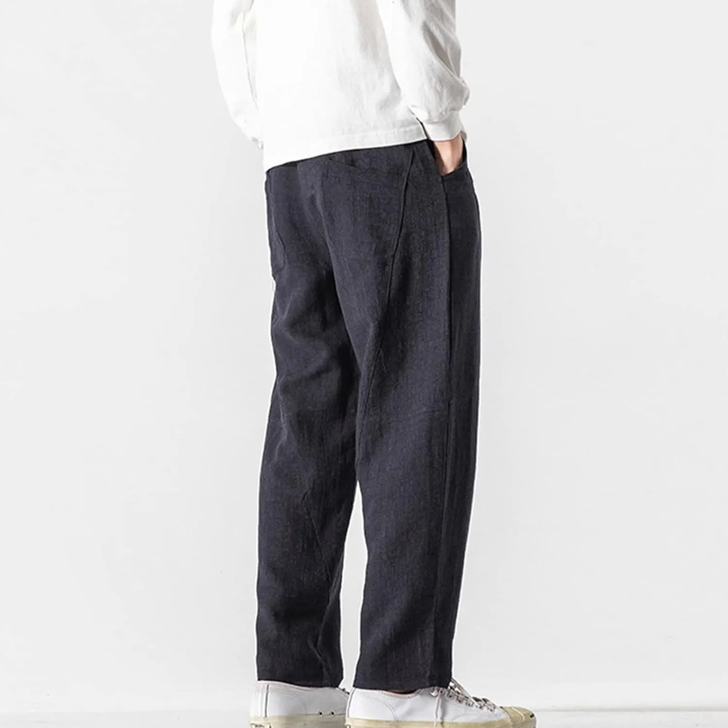 JEShifangjiusu Men's Comfort Stretch Cotton Chino Pants Loose Fit Casual Trousers Lightweight Elastic Waist Summer Beach Pant