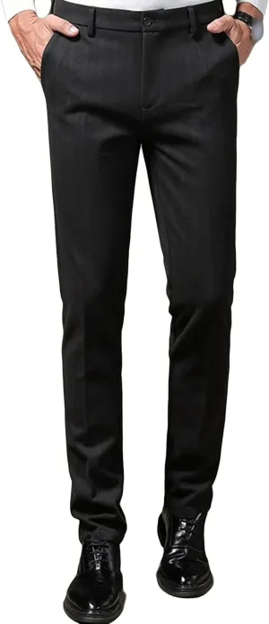 JEShifangjiusu Men's Regular Fit Linen Suit Pant Slim Fit Stretch Dress Pant Loose Flat Front Dress Pant Chino Pant (32,Black), Black, 32