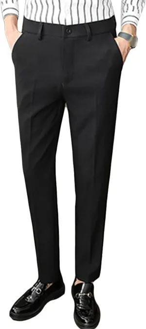 JEShifangjiusu Men's Skinny Stretchy Khaki Pants Slim Fit Slacks Tapered Trousers Wrinkle-Free Comfort Dress Chino Pant, Black, 32