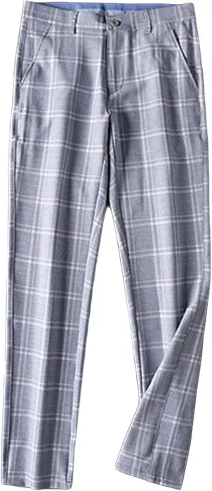 JEShifangjiusu Men's Slim-Fit Flat-Front Dress Pant Straight Fit Plaid Stretch Skinny Casual Business Dress Chinos Pants (36,Light Blue), Light Blue, 36