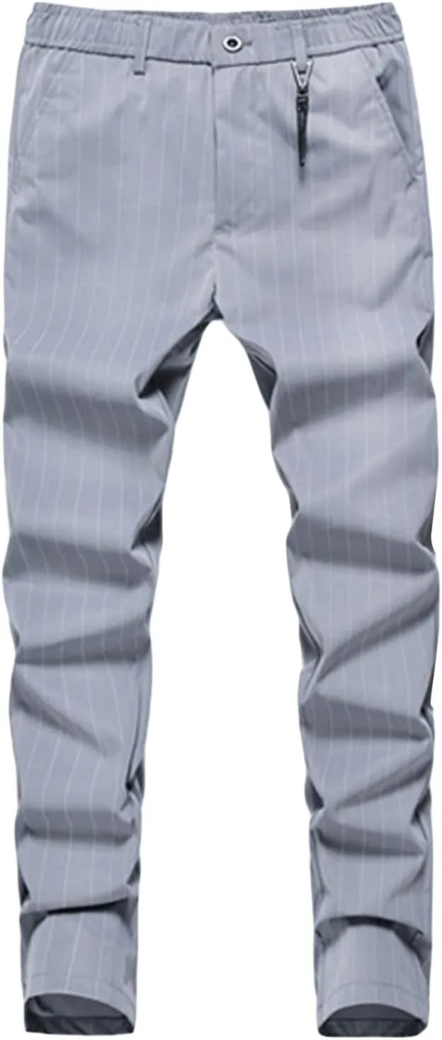 JEShifangjiusu Men's Striped Dress Pants Slim Fit Flat Front Pencil Prom Trousers Casual Business Skinny Trousers Chino Pant