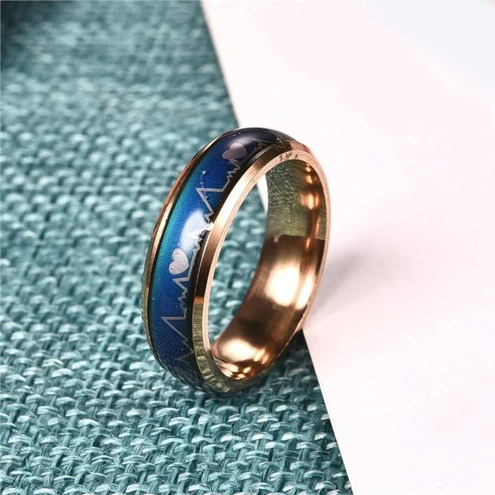 Jewelry Ring Love Rings Fashion Men Women Mood Changing Color Heart Beat Ring Party Jewelry Couple Band Wedding Band Best Gifts for Love with Valentine's Day (Black,US 9)