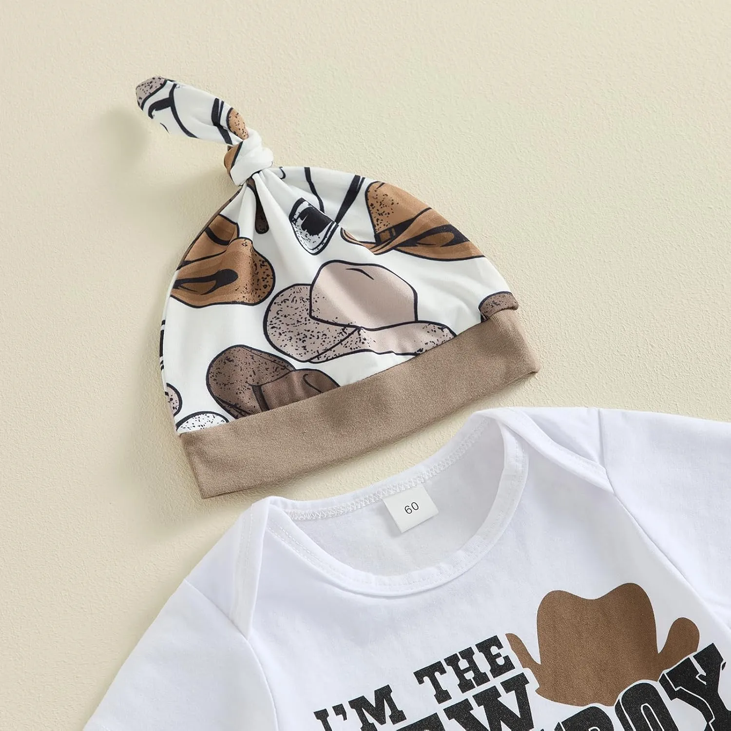 Kayotuas Western Baby Boy Clothes Newborn Cowboy Outfit Letter Romper Cowboy Boot Pants Hat 3 Piece Coming Home Clothing Set