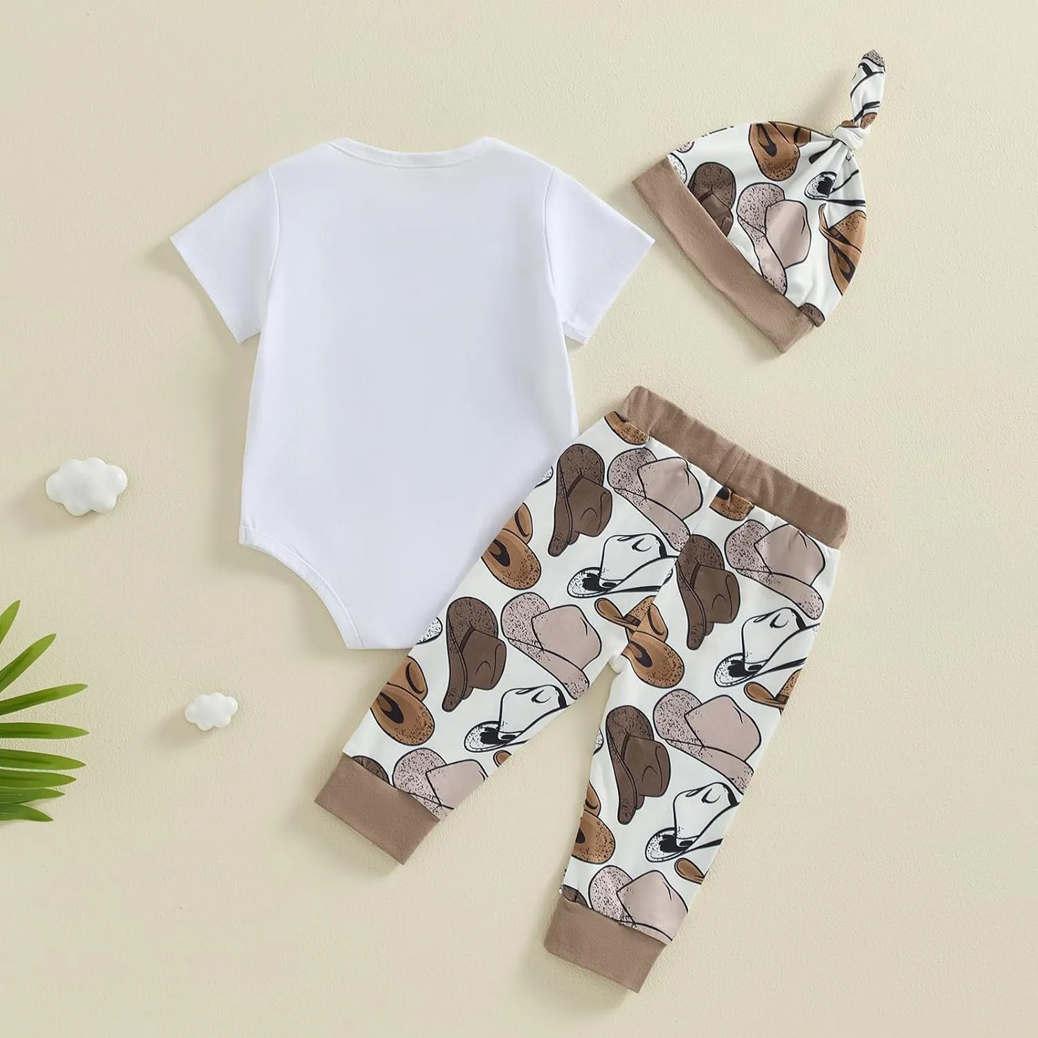 Kayotuas Western Baby Boy Clothes Newborn Cowboy Outfit Letter Romper Cowboy Boot Pants Hat 3 Piece Coming Home Clothing Set
