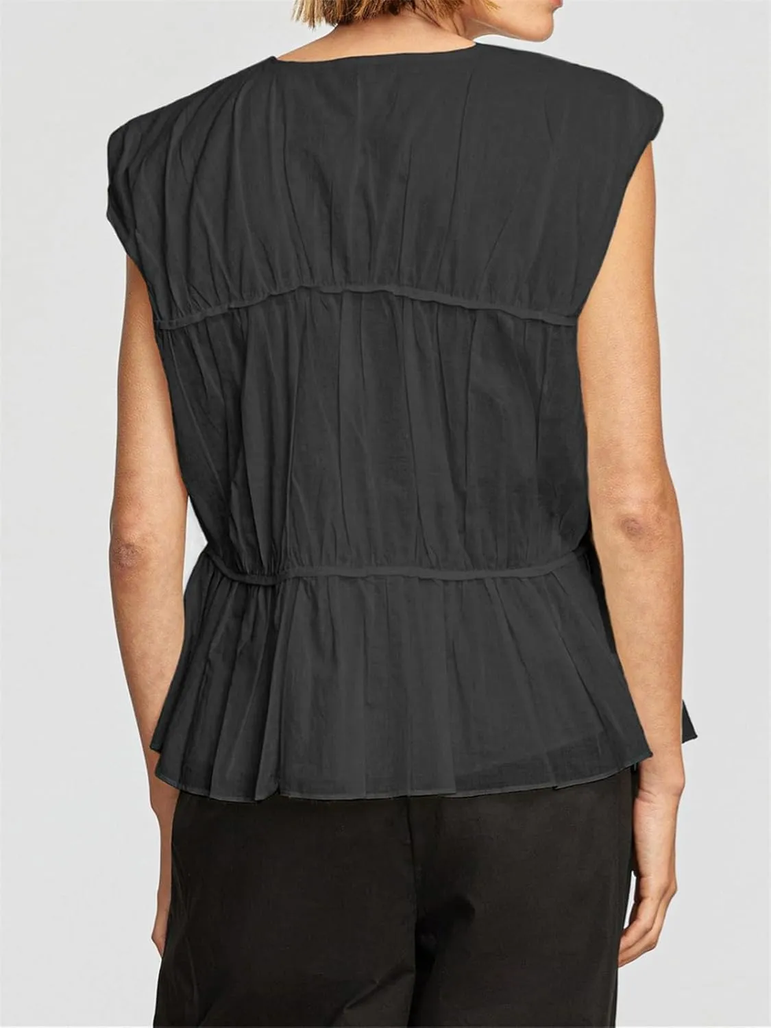 KEOMUD Women's Bow Tie Front Peplum Tank Tops 2025 Summer Cute V Neck Sleeveless Y2K Babydoll Blouse
