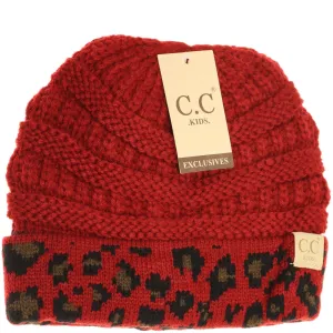 KIDS MATCHING CUFF LEOPARD PRINT CC BEANIE