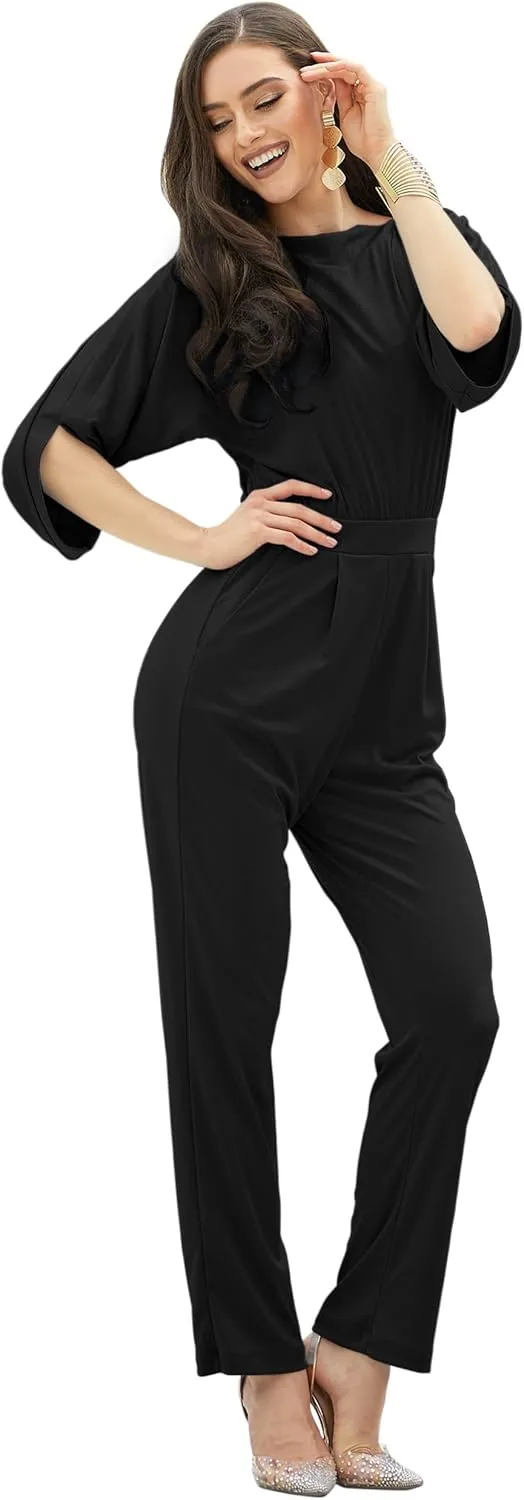 KOH KOH Womens Short Sleeve Sexy Semi Formal Cocktail One Piece Jumpsuit Romper