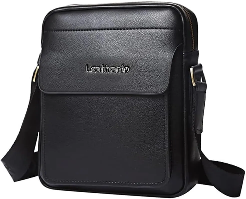 Leathario Crossbody Bag For Men Vegan Leather Shoulder Messenger Purse Sling Satchel Bag For Work Business Travel