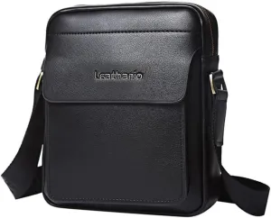 Leathario Crossbody Bag For Men Vegan Leather Shoulder Messenger Purse Sling Satchel Bag For Work Business Travel