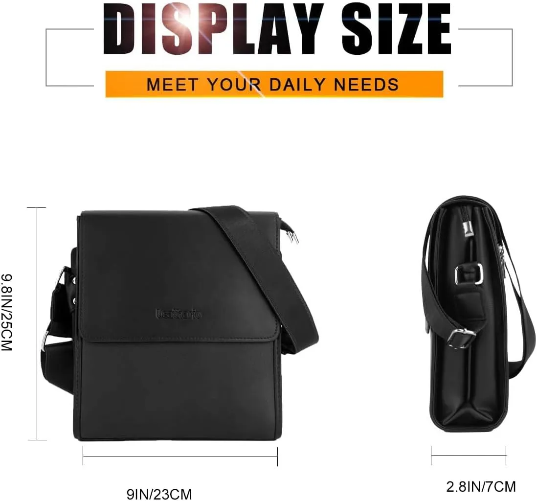 Leathario Crossbody Bag for Men Vegan Leather Small Messenger Shoulder Purse Side Satchel for Work Business Travel Daily
