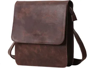 Leathario men's crossbody bag Leather shoulder bag for men messenger Retro PAD Bag Satchel Sling Travel Work