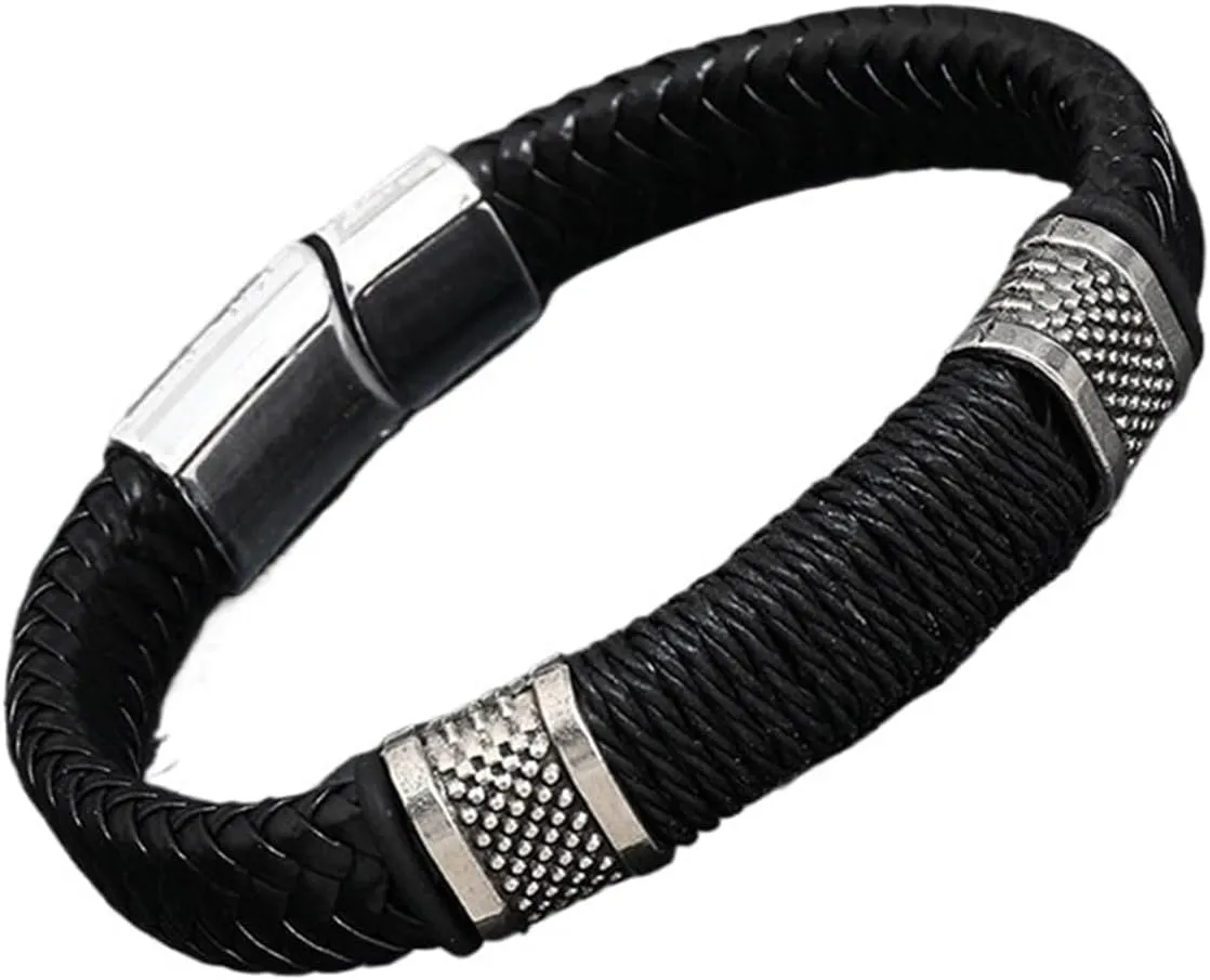 Leather Bracelet Men Detachable Buckle Handmade Wrap Bangles Leisure Homme Hand Jewelry