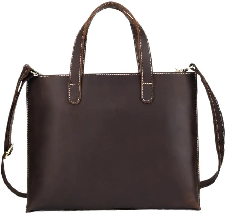 Leather Business Travel Bag Waterproof Vintage Mens Vacation Laptop Messenger Briefcase Commuter Shoulder Weekender