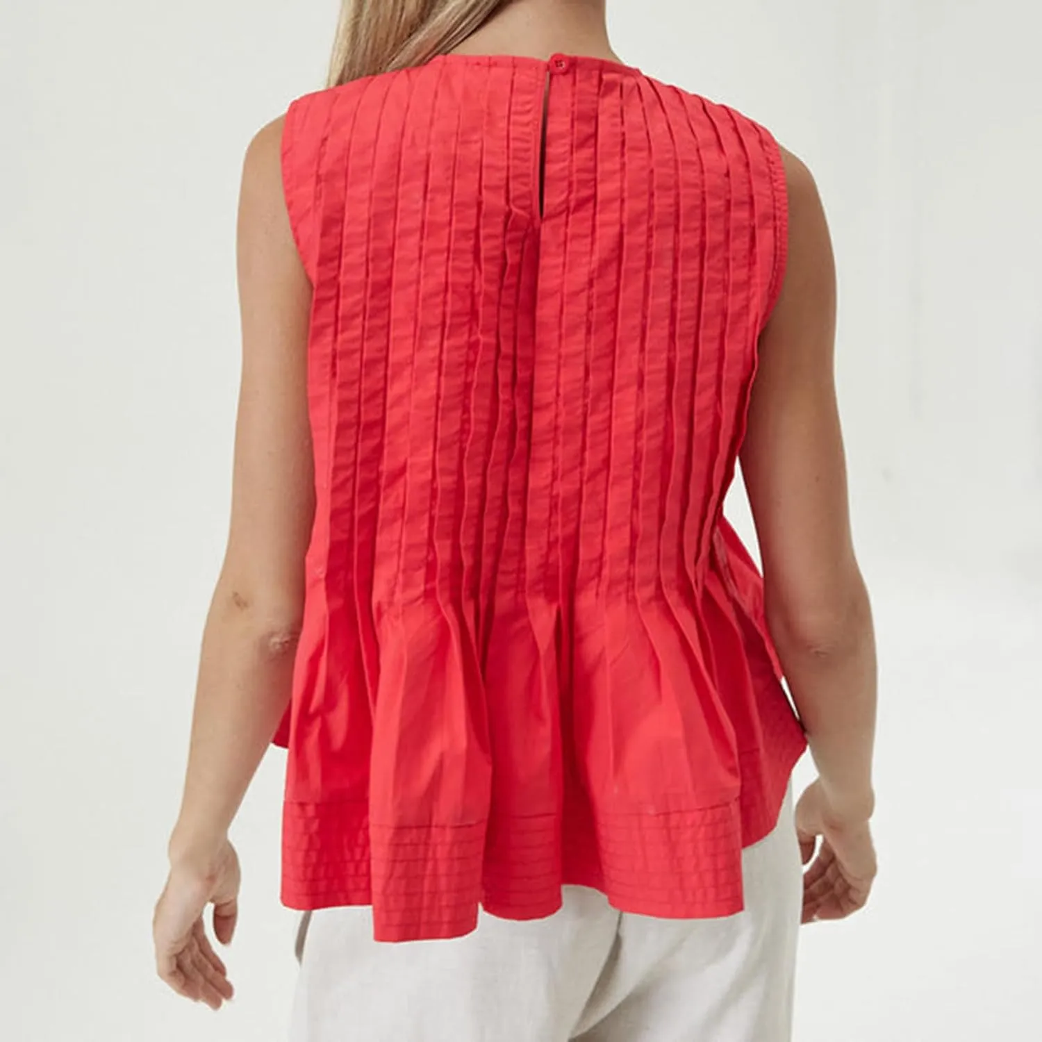 Linen Pleated Tank Top for Women Button Front Babydoll Shirt Y2K Sleeveless Ruffle Peplum Blouse Summer Vest
