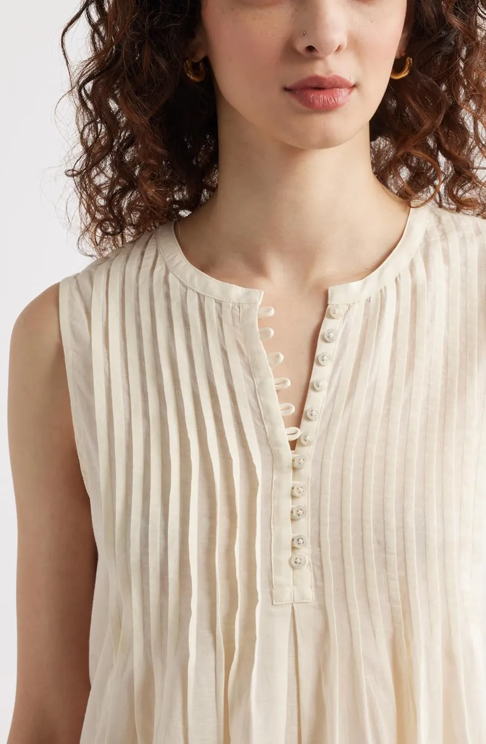 Linen Pleated Tank Top for Women Button Front Babydoll Shirt Y2K Sleeveless Ruffle Peplum Blouse Summer Vest