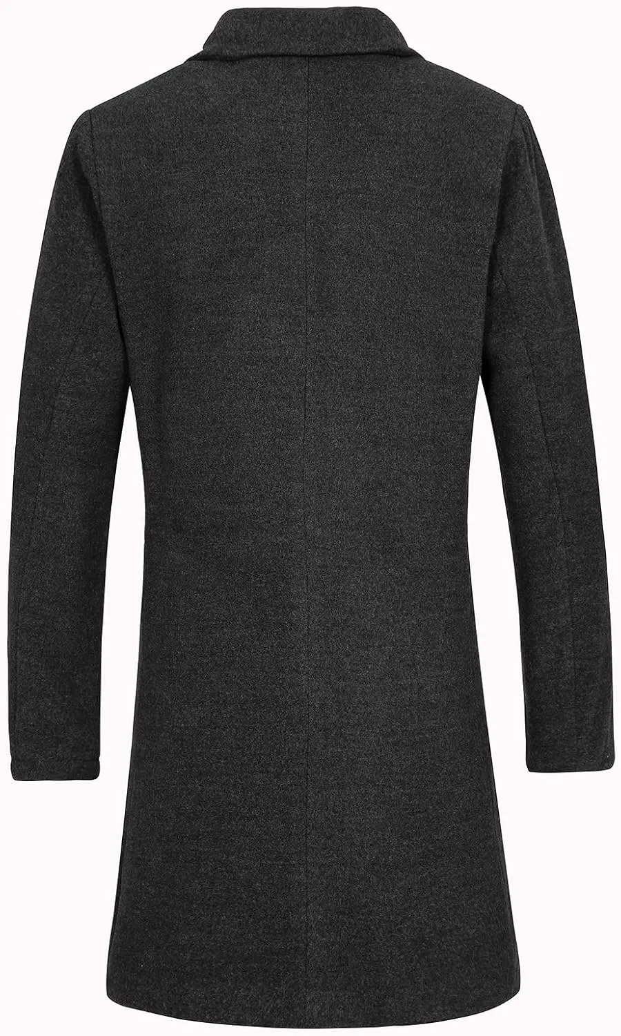 Lisskolo Men's Classic Wool Trench Overcoat Single Breasted Mid Long Wool Blend Top Pea Coats Jackets
