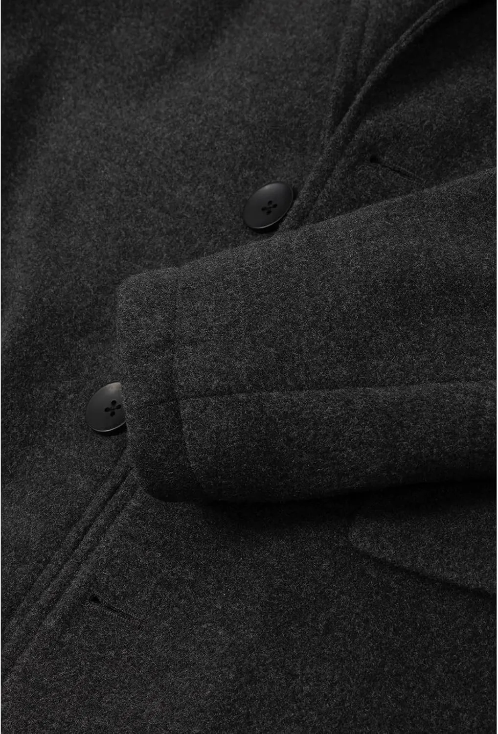 Lisskolo Men's Classic Wool Trench Overcoat Single Breasted Mid Long Wool Blend Top Pea Coats Jackets
