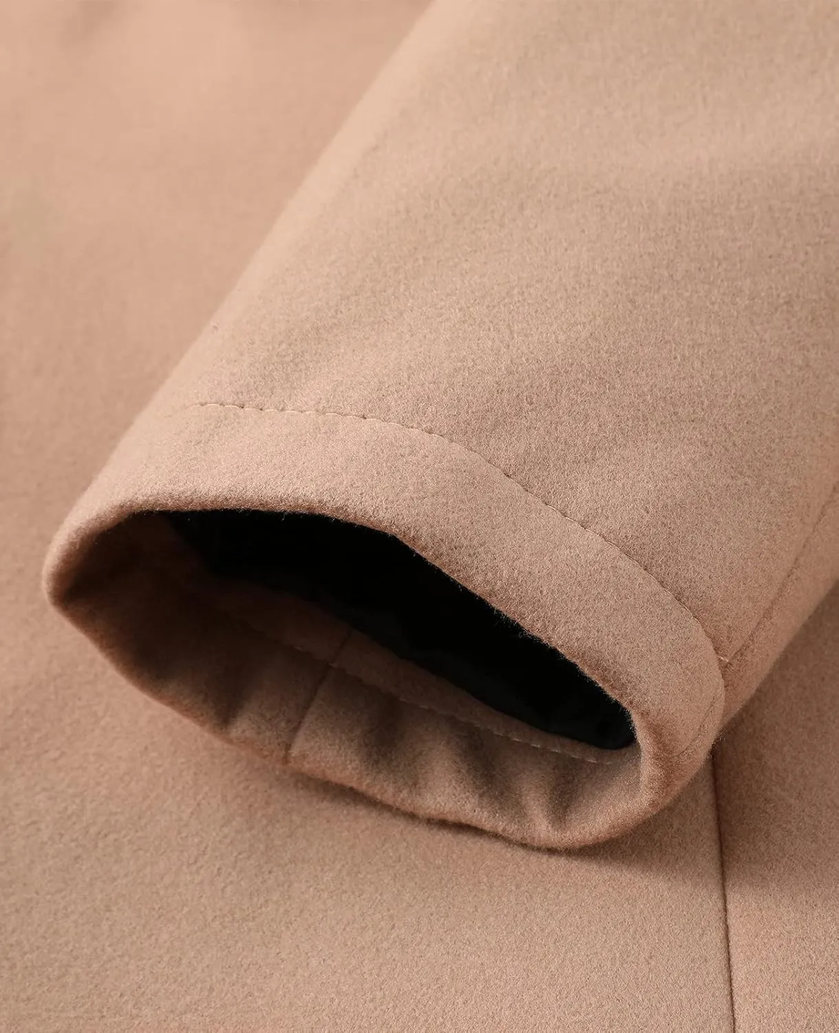 Lisskolo Men's Classic Wool Trench Overcoat Single Breasted Mid Long Wool Blend Top Pea Coats Jackets