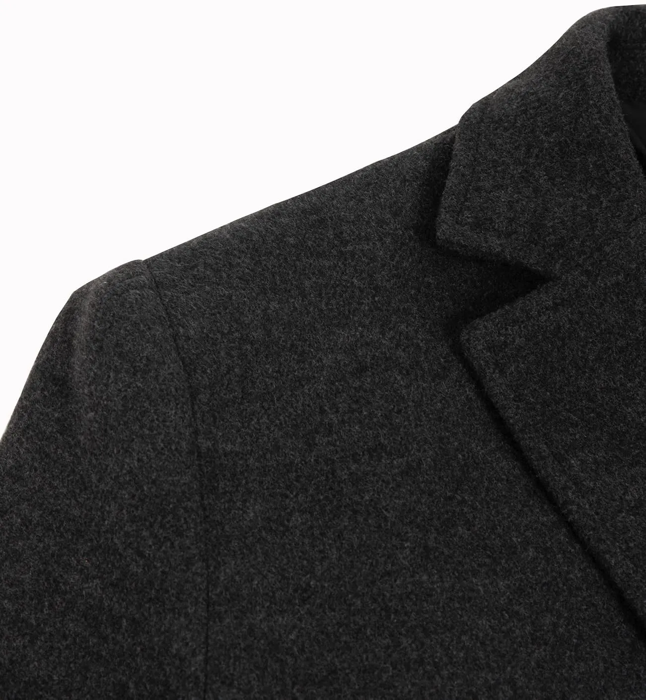 Lisskolo Men's Classic Wool Trench Overcoat Single Breasted Mid Long Wool Blend Top Pea Coats Jackets