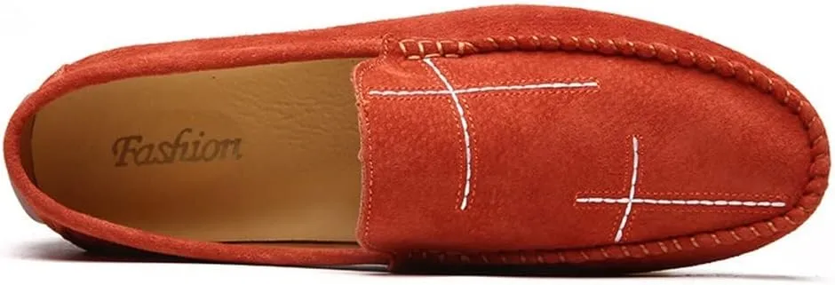 Loafers for Men Stitching Details Suede Vamp Rubber Sole Vegan Leather Slip Resistant Comfortable Flat Heel Wedding Walking Slip-ons