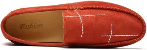 Loafers for Men Stitching Details Suede Vamp Rubber Sole Vegan Leather Slip Resistant Comfortable Flat Heel Wedding Walking Slip-ons