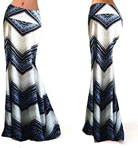 Long Skirt for Women Midi Length High Waist Elasticized Casual Ladies Skirts.