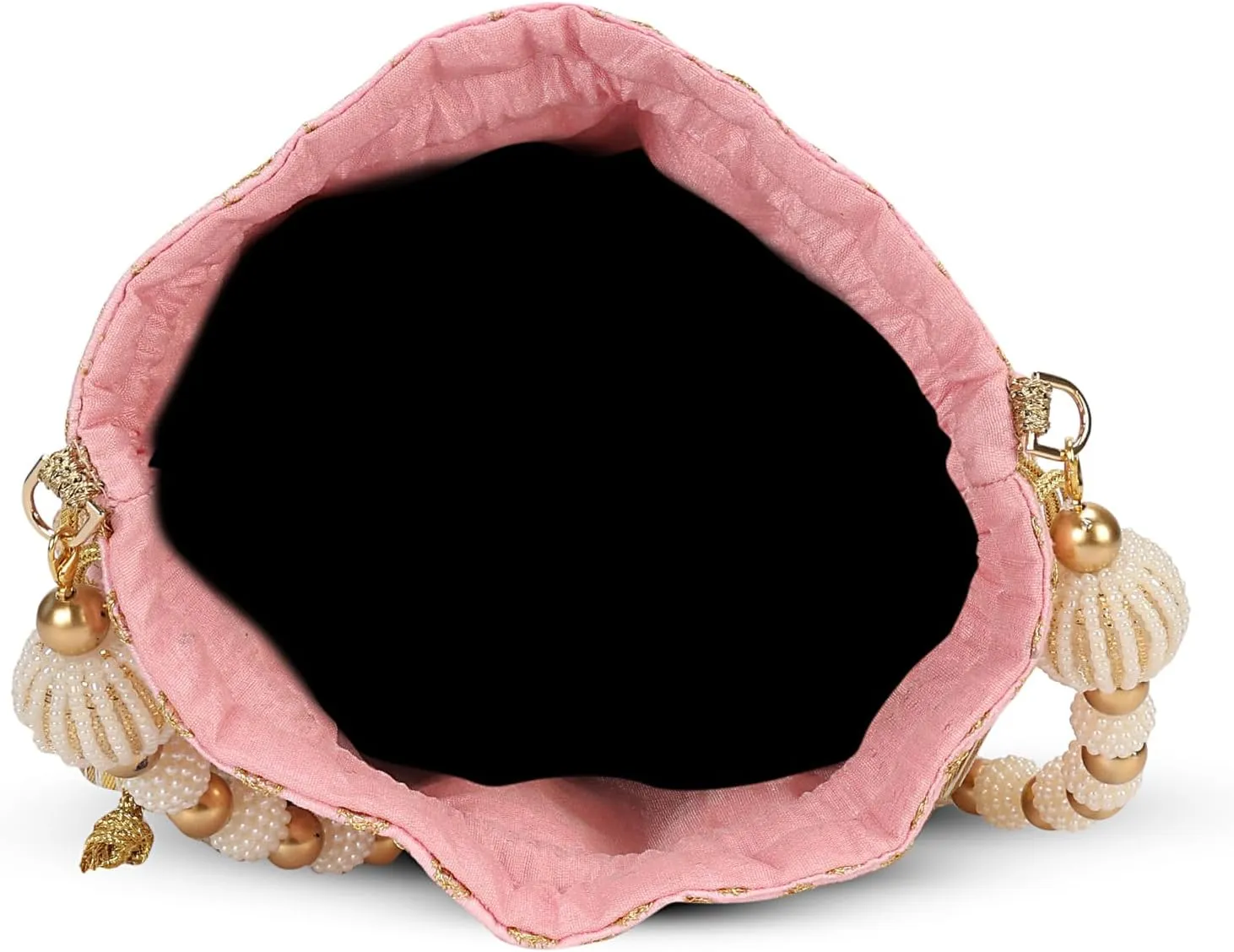 LONGING TO BUY Indian Embroidered Pearl Potli Bag For Women, Sequence Design with Tassel, Wedding Potli Bags